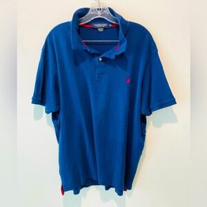 US Polo ASSN Sz XL Blue Polo Shirt Rugby Pony Luxury Feel 100% Cotton Mens